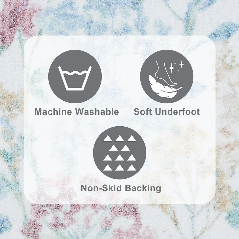 home trends Pastel Floral Digital Print 2 Piece Bath Rug Set