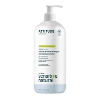 ATTITUDE oatmeal sensitive natural, Volume & Shine Shampoo, Oat & Soy Protein, Unscented, 946 mL