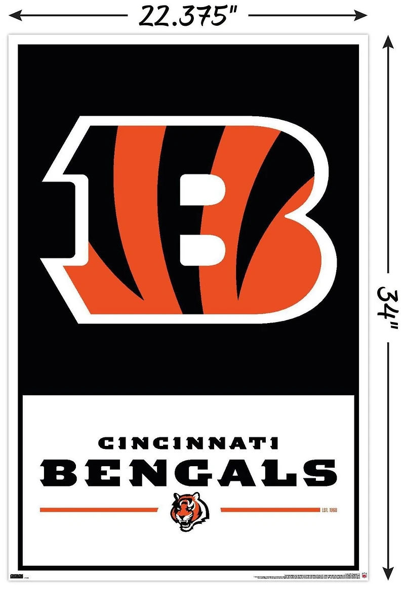 NFL Cincinnati Bengals - Logo 21 Wall Poster with Magnetic Frame, 22.375" x 34"