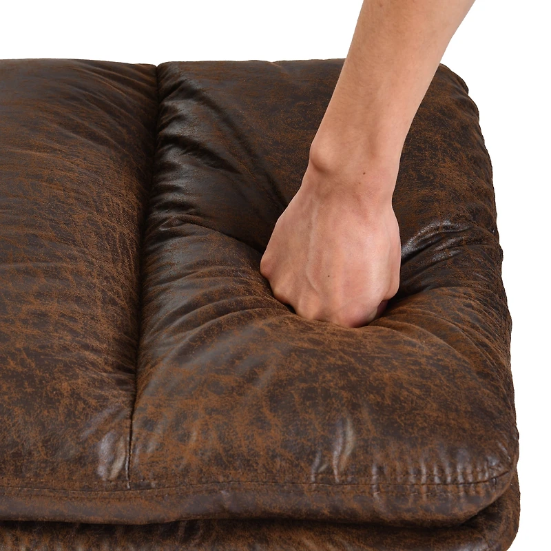 Homy Casa Set of 2 Modern Faux Leather Chairs with Thick Padding and Non-Slip Floor Protectors, Brown