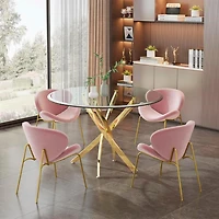 Heavenly Collection Table à Manger Ronde en Verre avec Pieds Or pour Cuisine et Salle à Manger, 48"