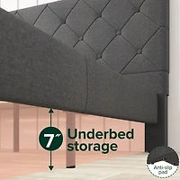 Zinus Shalini 41 inch Upholstered Platform Bed Frame, Dark Grey