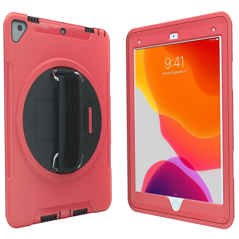 Étui de protection CTA Digital avec béquille rotative à 360 degrés intégrée pour iPad 7e et 8e génération 10.2 pouces, iPad Air 3 et iPad Pro 10.5 pouces - Rouge