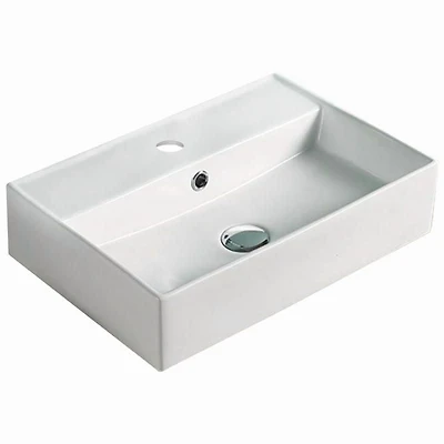 American Imaginations -in. W Above Counter White Bathroom Vessel Sink For 1 Hole Center Drilling AI