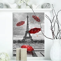 Designart Flying Umbrella with Eiffel Tower Canvas Wall Art