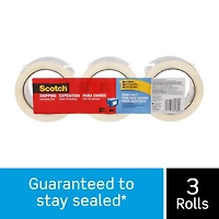 Scotch® Heavy Duty Shipping Packaging Tape 3850-3-ESF-RP4, 1.88 in x 54.60 yd (48 mm x 50 m), 3 Rolls/Pack, Packaging Tape
