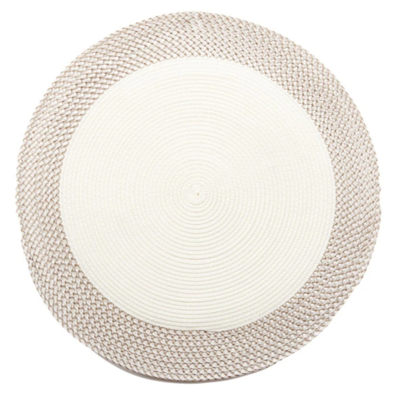 Vinyl Round Placemat With Border (White)(Set Of 12)