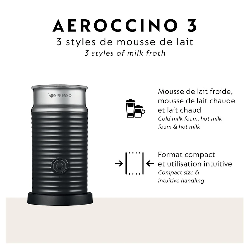 Nespresso® Aeroccino 3 Milk Frother, Black, Milk Frother