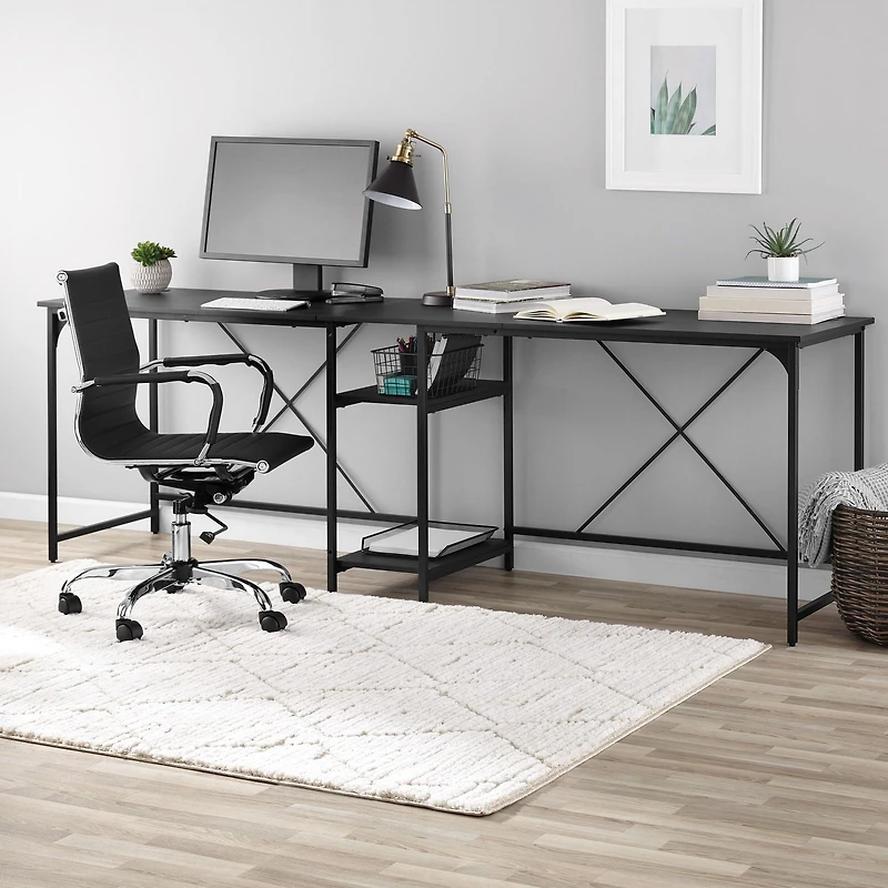 Mainstays - Bureau convertible à 2 configurations avec tablettes de rangement inférieures, Ados et Adultes