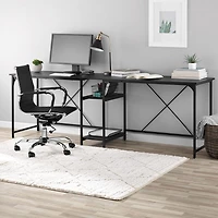 Mainstays - Bureau convertible à 2 configurations avec tablettes de rangement inférieures, Ados et Adultes