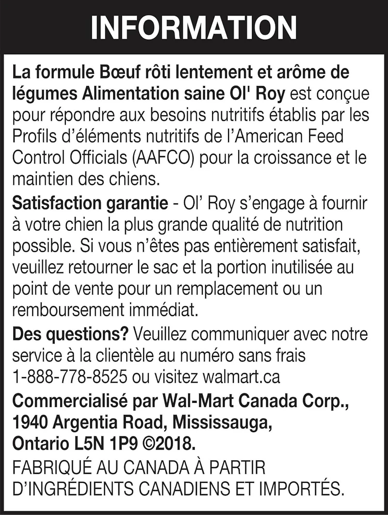 Ol' Roy Healthy Nutrition Slow Roasted Beef & Vegetable Flavour - Dry food for Adult dogs