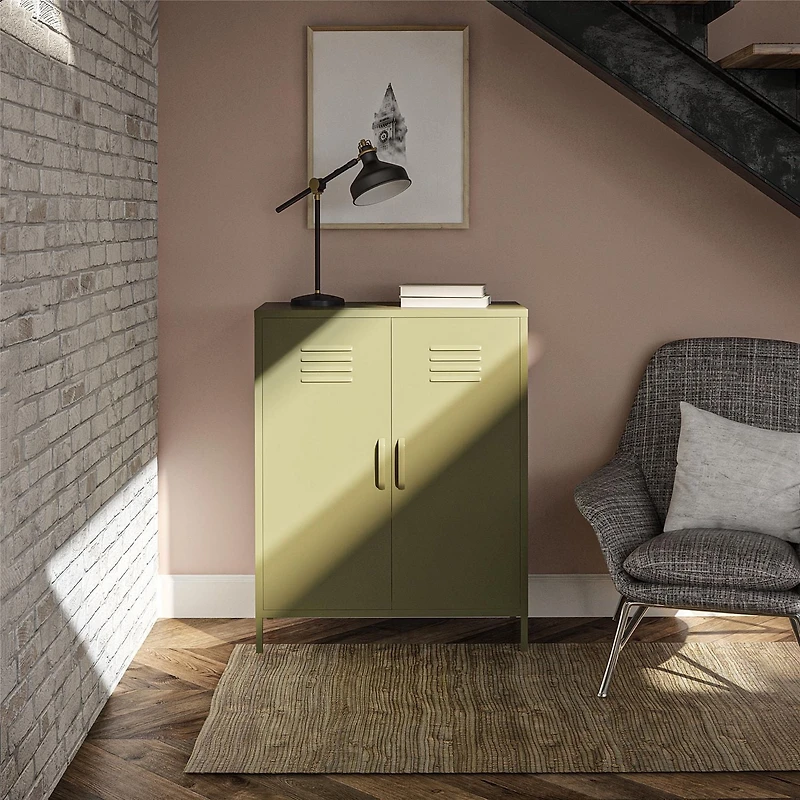 Ameriwood Home Bentley Metal Locker End Table, Olive Green
