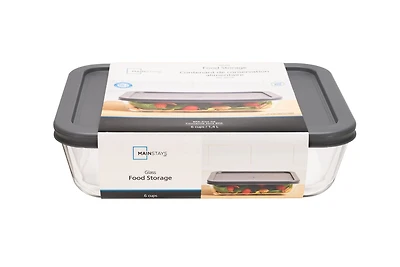 MAINSTAYS Rectangular glass food storage with PE Lid, MS GLASS 2600ML