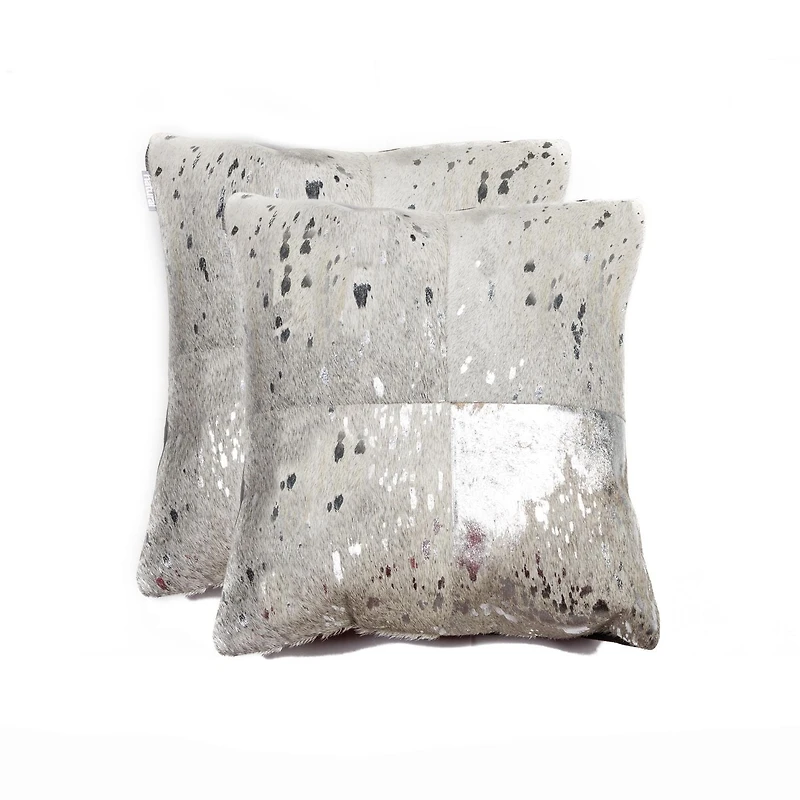 COUSSINS TORINO QUATTRO EN PEAU DE VACHE 18"X18" 2 PQT