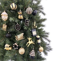 Lot de 50 décorations emblématiques de Noël incassables, noir/or 50 pièces