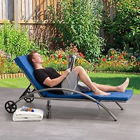 CorLiving Parksville Resin Wicker Outdoor Patio Sun Lounger Chair with Cushions