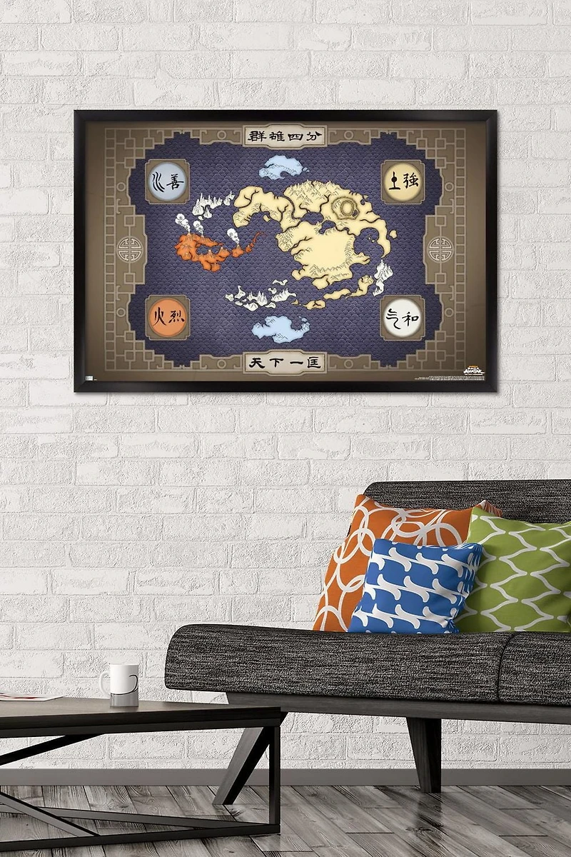 Avatar: The Last Airbender - Map Wall Poster, 22.375" x 34" Framed