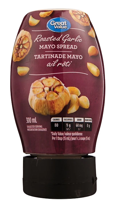 Tartinade mayo à l'ail rôti Great Value 300 ml