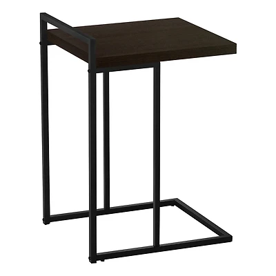 Monarch Specialties Accent Table, C-shaped, End, Side, Snack, Living Room, Bedroom, Metal, Laminate, Brown, Black, Contemporary, Modern