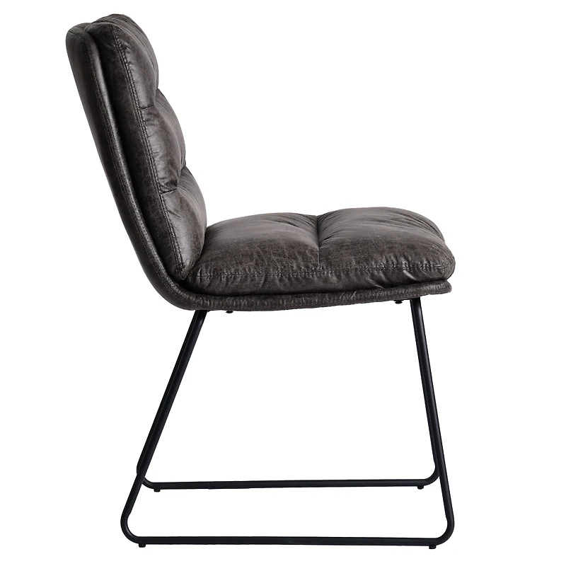 Homy Casa Lot de 2 Chaises de Salle à Manger Mid-Century Modern, Rembourrées en Similicuir avec Pieds de Traîneau en Métal, Gris