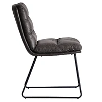 Homy Casa Lot de 2 Chaises de Salle à Manger Mid-Century Modern, Rembourrées en Similicuir avec Pieds de Traîneau en Métal, Gris