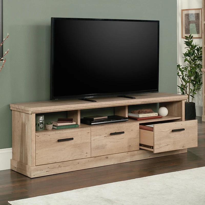 Sauder Aspen Post Entertainment Credenza in Prime Oak Finish