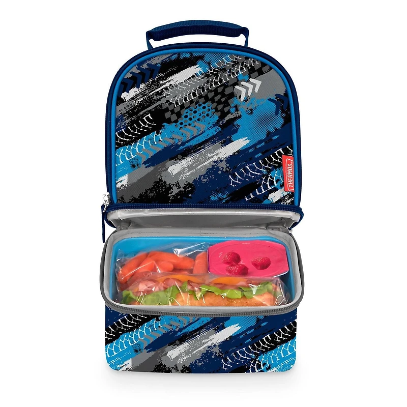 Thermos Kids Insulated Dual Compartment Lunch Bag with Liner, Tracks