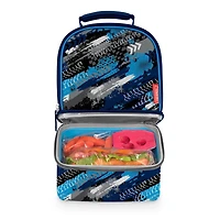 Thermos Kids Insulated Dual Compartment Lunch Bag with Liner, Tracks