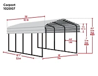 Steel Carport 10 x 20 x 7 ft. Galvanized Black/Charcoal