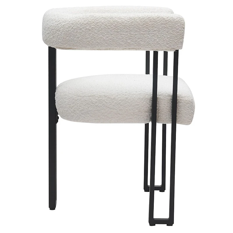 Contemporaine Tissu Bouclé Chaise, Jeu de 2 - Ivoire et Noir