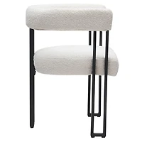 Contemporaine Tissu Bouclé Chaise, Jeu de 2 - Ivoire et Noir