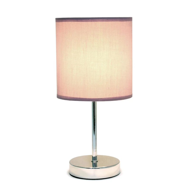 Mini lampe de table de base chromée avec abat-jour en tissu