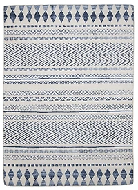 Tapis d'extérieur lavable Marco ivoire & bleu 5 pi x7 pi