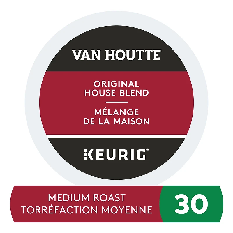 Capsules K-Cup de café Mélange de la maison Van Houtte, torréfaction moyenne 30 unités