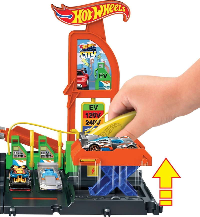 Hot Wheels Ville Station d’énergie Super Recharge, véhicule