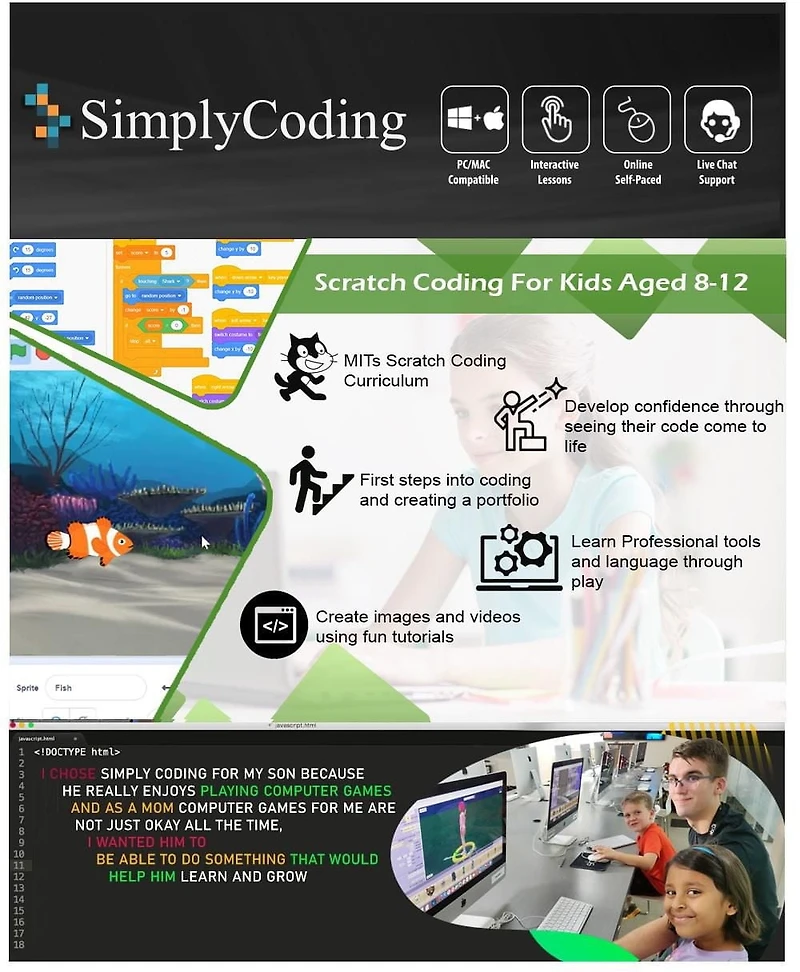 Coding for Kids - Learn Block Coding with Scratch Course Age 8+ [Digital Download]