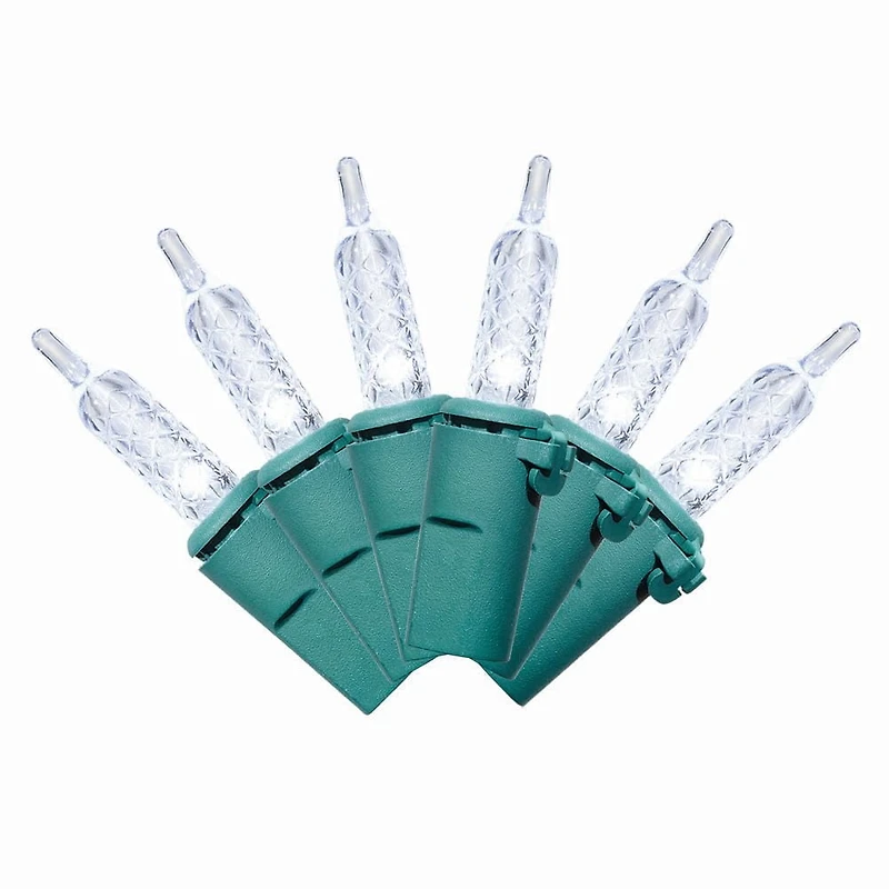 Lot de 100 lumières de Noël à DEL blanc froid M5 avec fil vert, 21 pieds, Holiday Time Espace entre les ampoules de 3,25 po (8,2 cm)