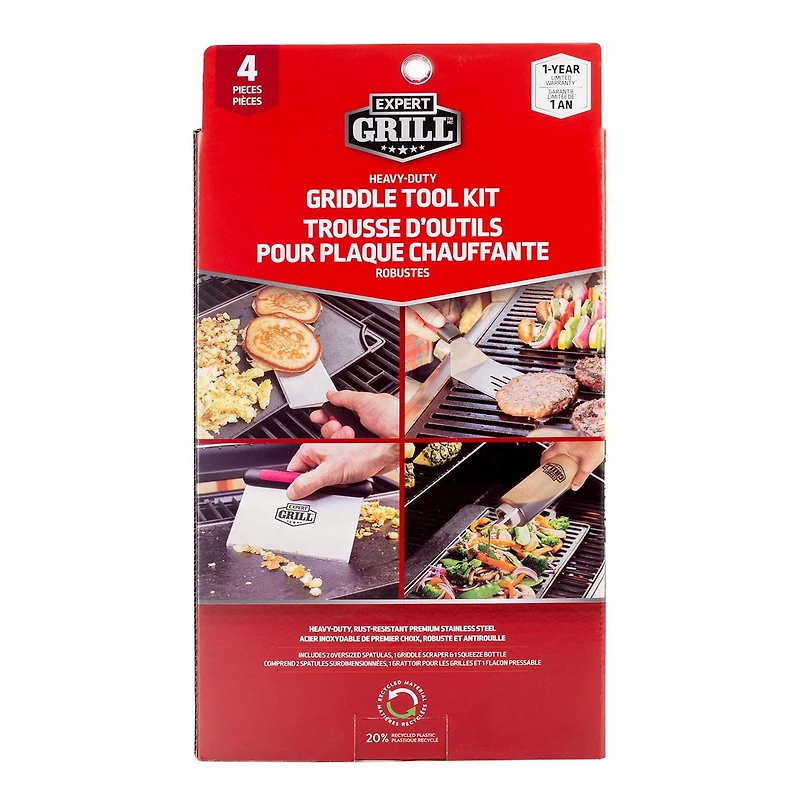 Expert Grill accessoires pour griller ensemble d’outils pour gril BBQ, 4 pièces Kit de gril en acier inoxydable