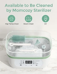 Momcozy Bottle Brush Set, Baby Bottle Cleaner Kit with Silicone Brush, Nipple Brush, Straw Brush, Soap Dispenser, Drying Rack, 7 in 1 Bottle Cleaning Tool, Green, MOMCOZY 7in1 Travel Bottle Rack Set