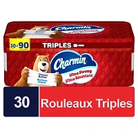 Papier hygiénique Charmin Ultra Résistant, 30 rouleaux triples = 90 rouleaux réguliers, papier hygiénique à 2 épaisseurs 30CT