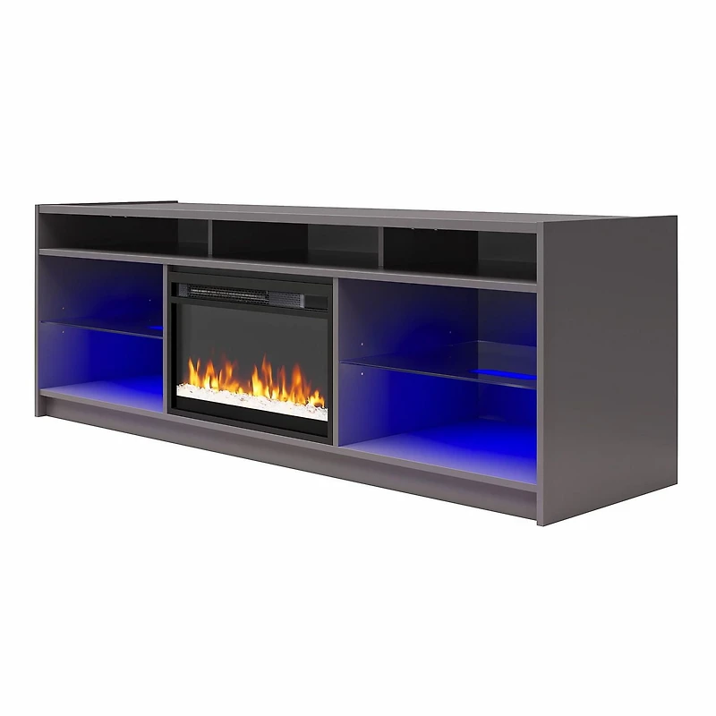 Ameriwood Home Luna Electric Fireplace TV Stand for TVs up to 65", Graphite Gray