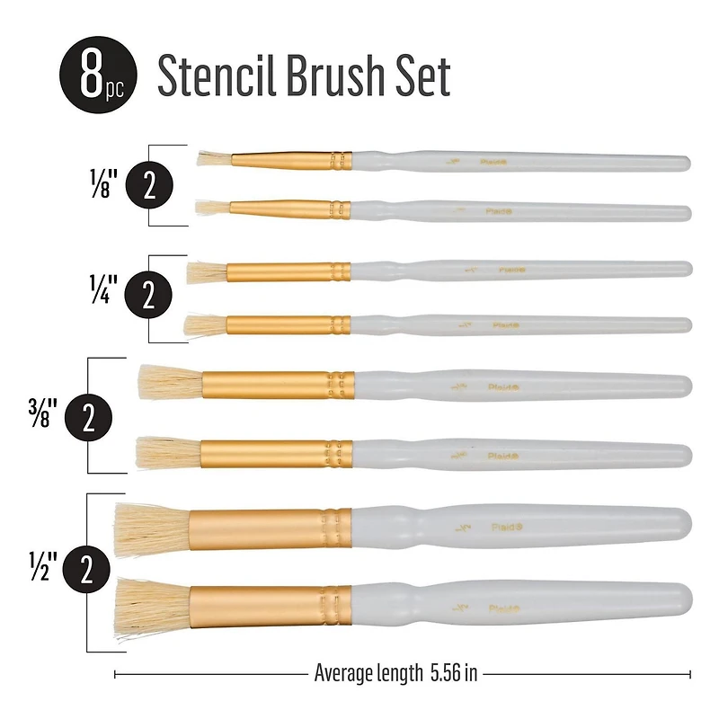 FolkArt Short Handle Stencil Paint Brush Set, 8 piece stencil paint brushes