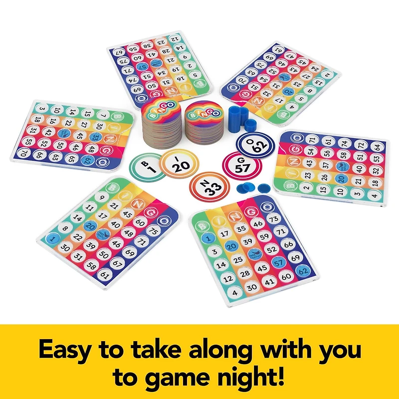Pack & Go Bingo Game from Spin Master Games Outdoor Games Kids Games Yard Games Portable Rainbow Bingo Chips Games for Adults and Kids Ages 8 and up