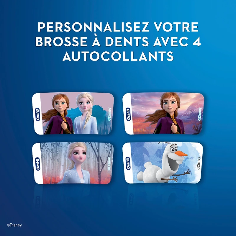 Brosse à dents électrique pour enfants Oral-B, mettant en vedette les personnages de La Reine des neiges 2 de Disney, enfants de 3 ans et plus 1 unité