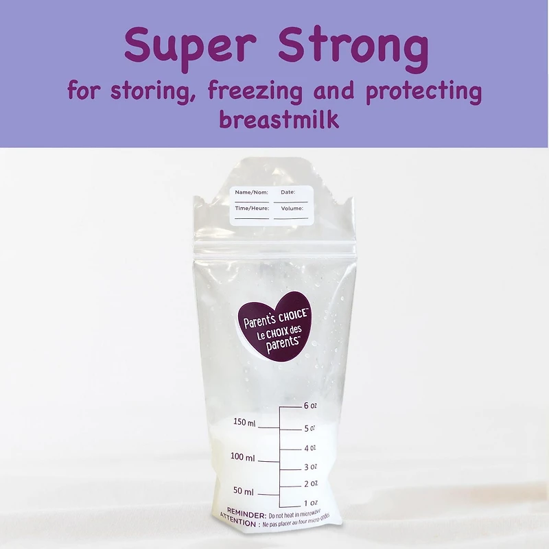 Parent's Choice Breast Milk Storage Bags, Pack of 60, 175 mL
