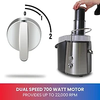Total Chef Extracteur de Jus 700W Juicin' Power, Lame en Acier Chirurgical pour un Pressage Rapide et Efficace