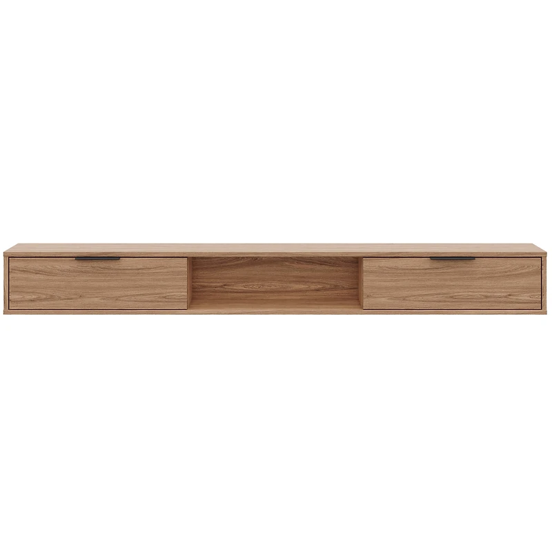 Meuble TV mural Nexera Slim 72 po avec 2 armoires, noyer clair