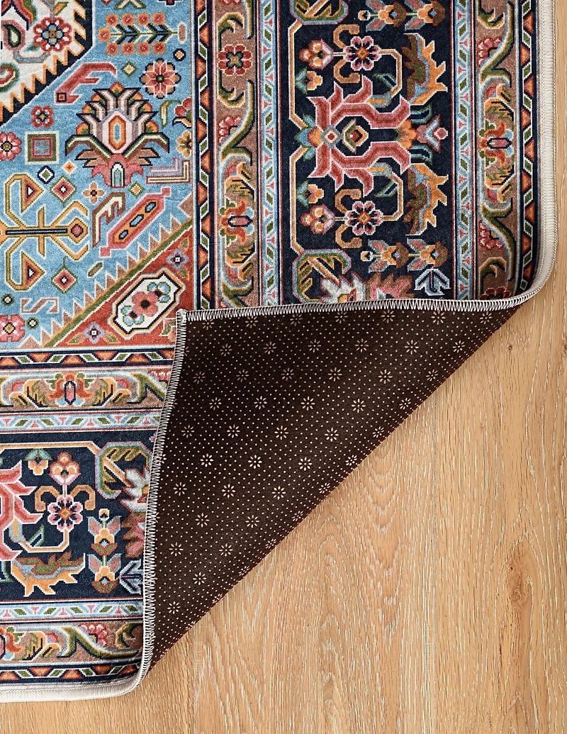 Tapis Emerald Martin rouge & marine de 6 pi 7 po x 9 pi 7 po