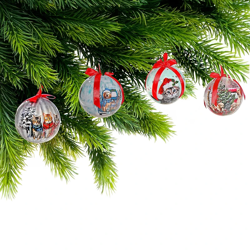 Cats And Dogs Ribbon Ornament (Asstd) (12/Disp) - Set of 12