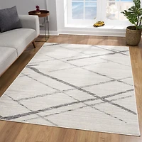 Tapis d'intérieur abstrait Branch Savannah 2' x 11' (taille exacte : 2'3" 11'), beige gris, contemporain - Entrée, couloir, salle de bain et cuisine